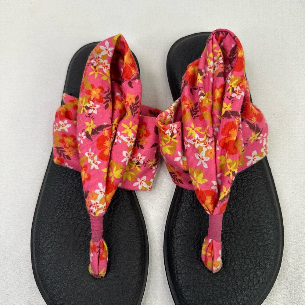 Sanuk Pink Floral Women's Yoga Sling Sandals 7 - Picture 6 of 12
